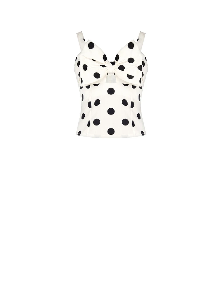 Bow Detail Polka Dot Top