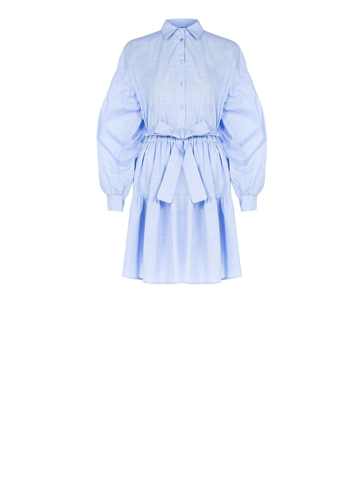 Cotton Chemise Dress with Frills