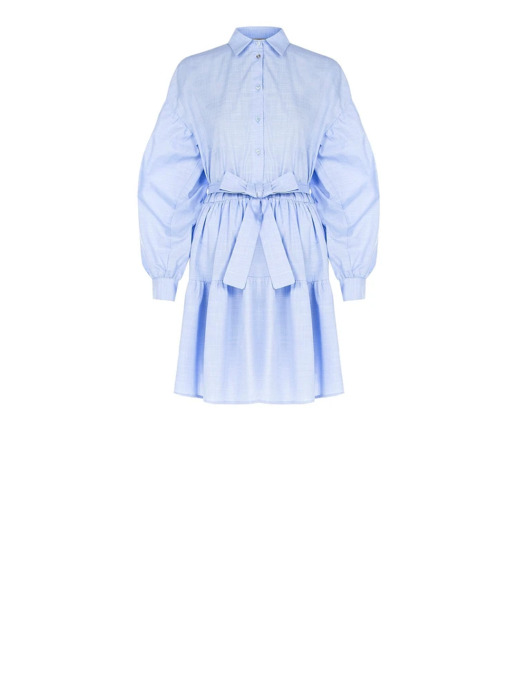 Robe chemise en coton à volants