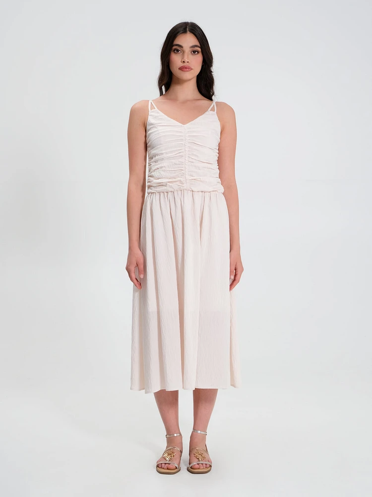 White Draped Dress Viscose