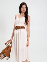 White Draped Dress Viscose