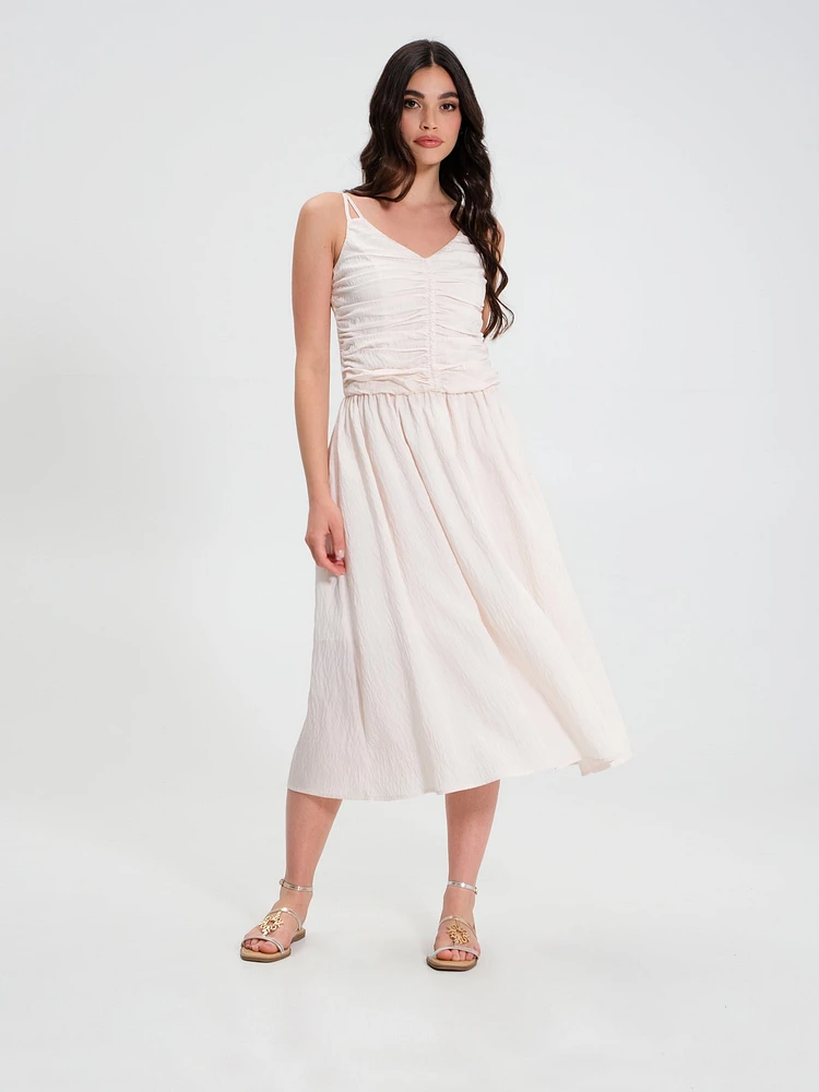 White Draped Dress Viscose