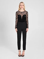 Pantalon avec empiècements en dentelle