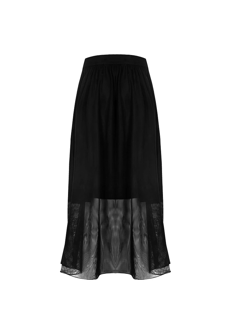 Jupe mi-longue transparente