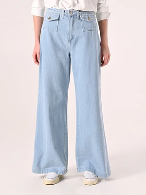 Light-Denim Straight-Leg Jeans