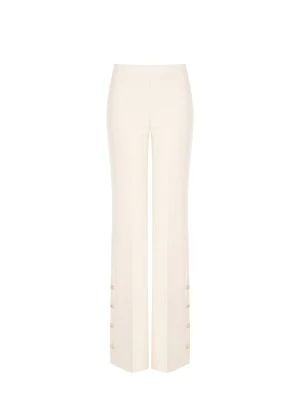 Pantalon Palazzo en tissu crêpe scuba rose clair