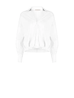 Chemise ballon asymétrique en coton mélangé à col V