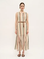Zigzag Textured Knit Dress with Belt
