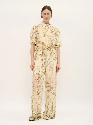 Botanical Print Viscose Trousers