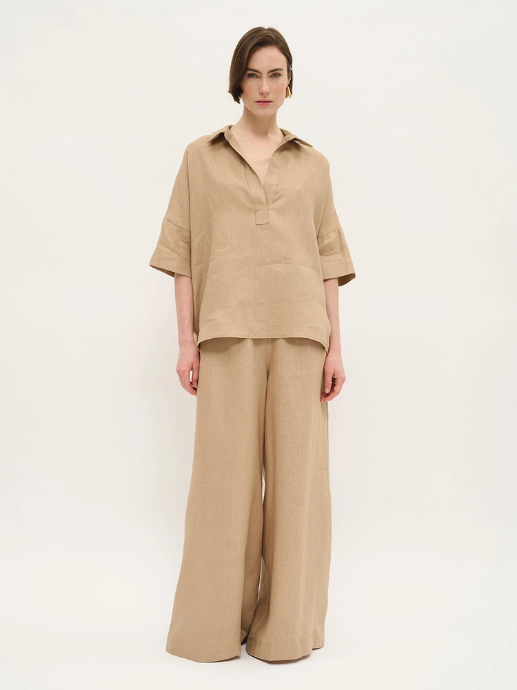Relaxed Linen Tunic Blouse