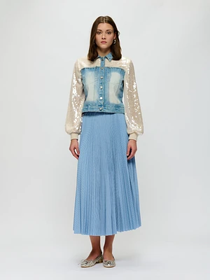 Pleated Structured Nylon Skirt
