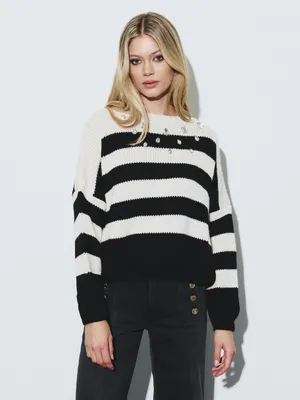 Bejeweled striped sweater