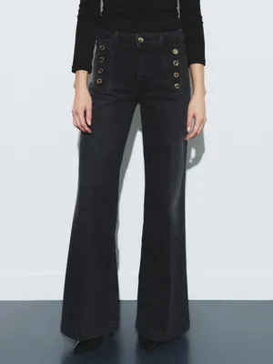 High waisted button detail jeans