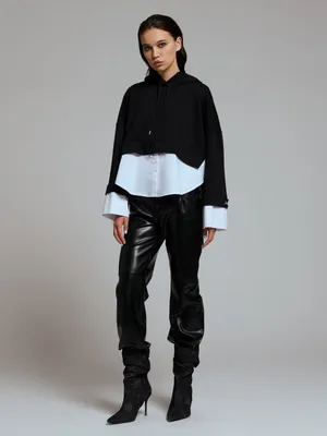 Hooded sweatshirt blouse
