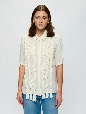 Ruffled short sleeve blouse