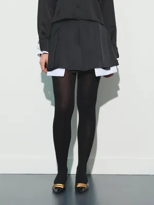 Satin pleated mini skirt