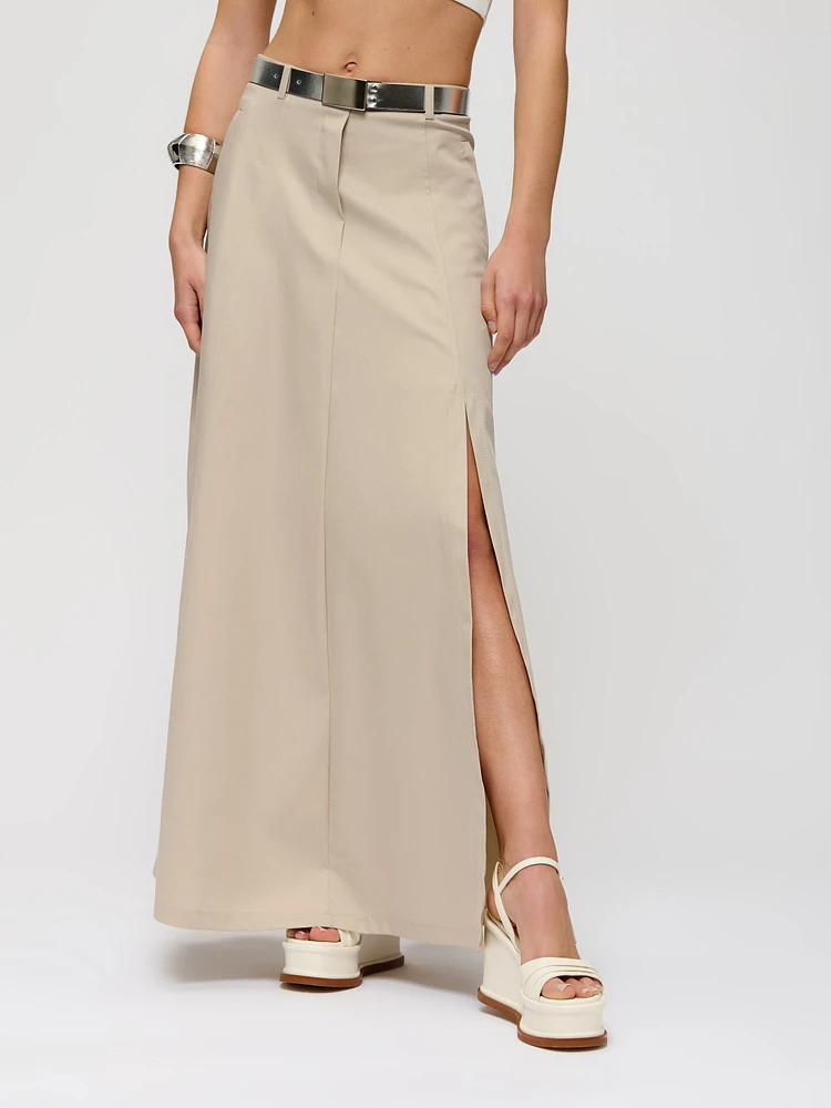 Cotton Blend Maxi Skirt