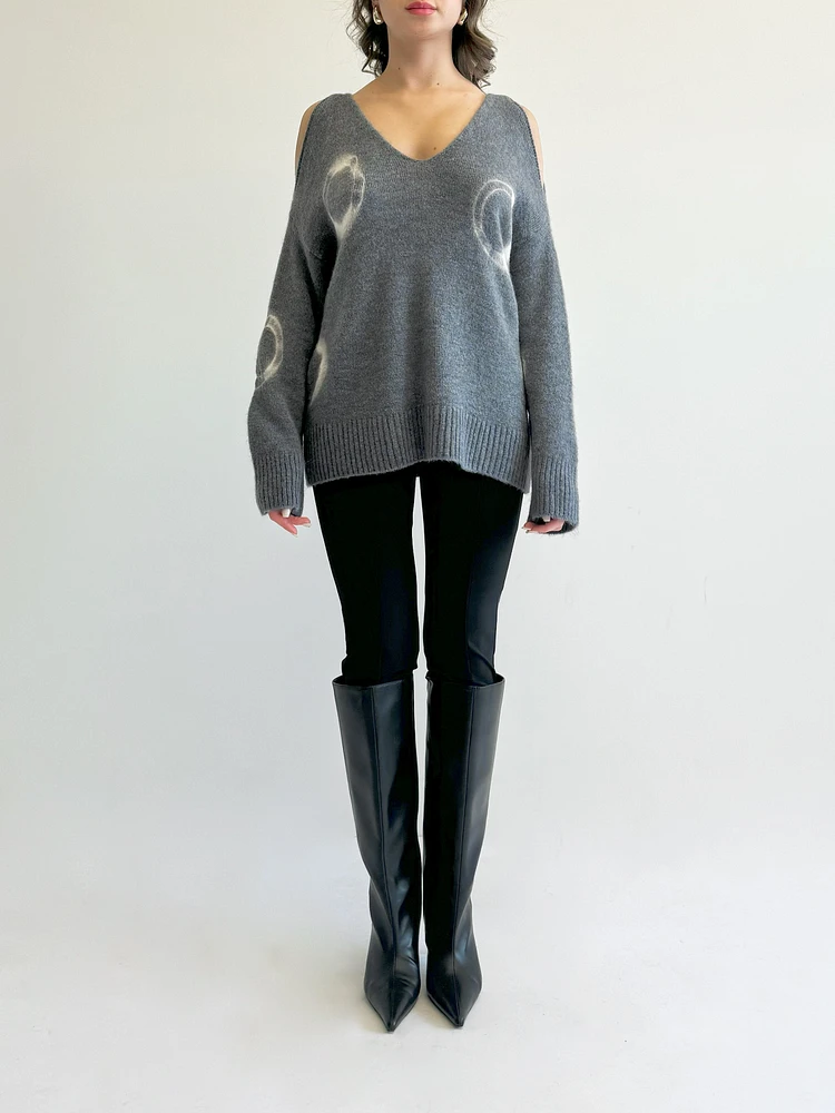 Cut-Out Printed Sweater