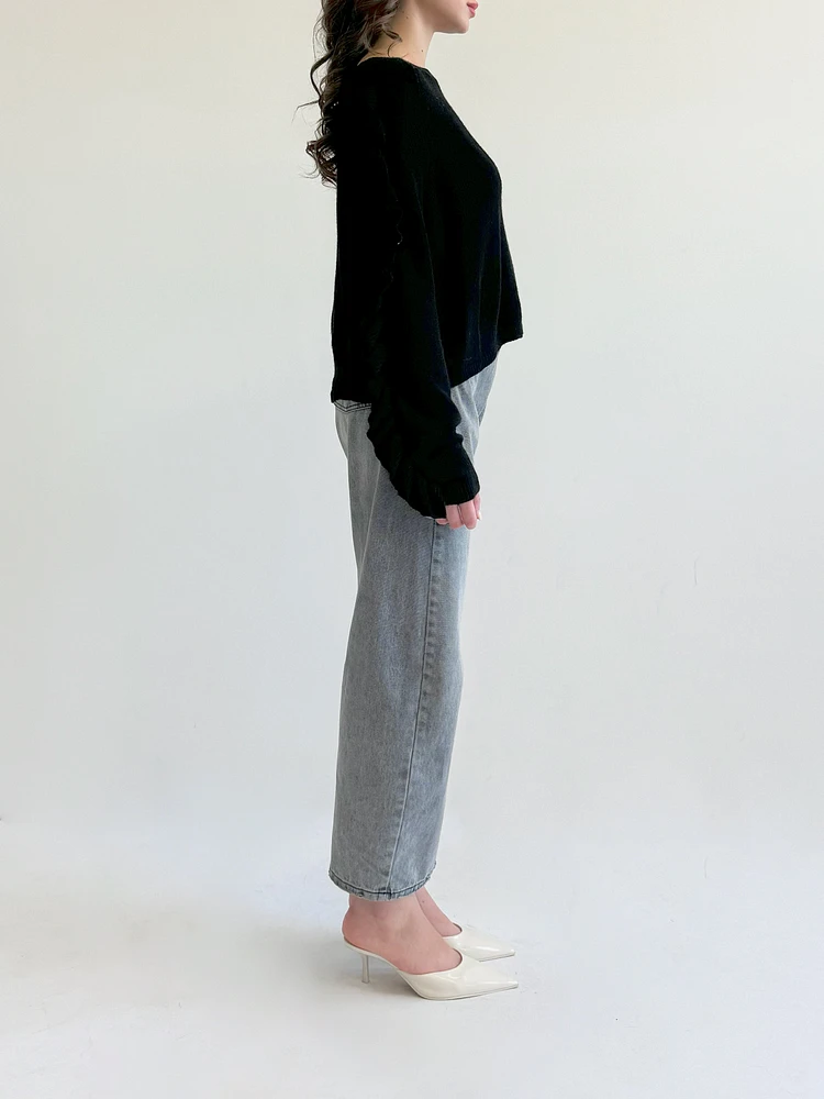 Pull en tricot à manches volantées