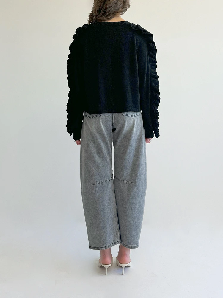 Pull en tricot à manches volantées