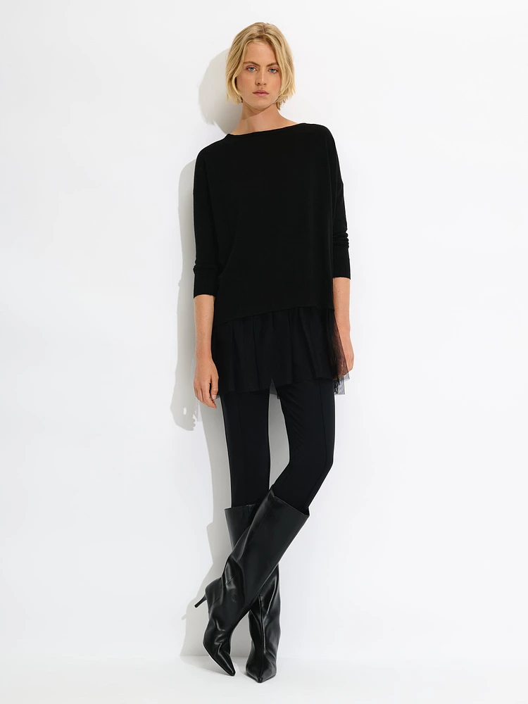 Knit Sweater with Tulle Skirt