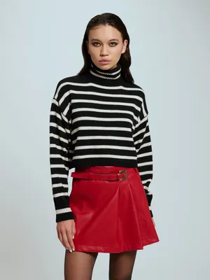 Oversized striped turtleneck sweater
