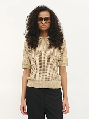 Metallic Knit Polo