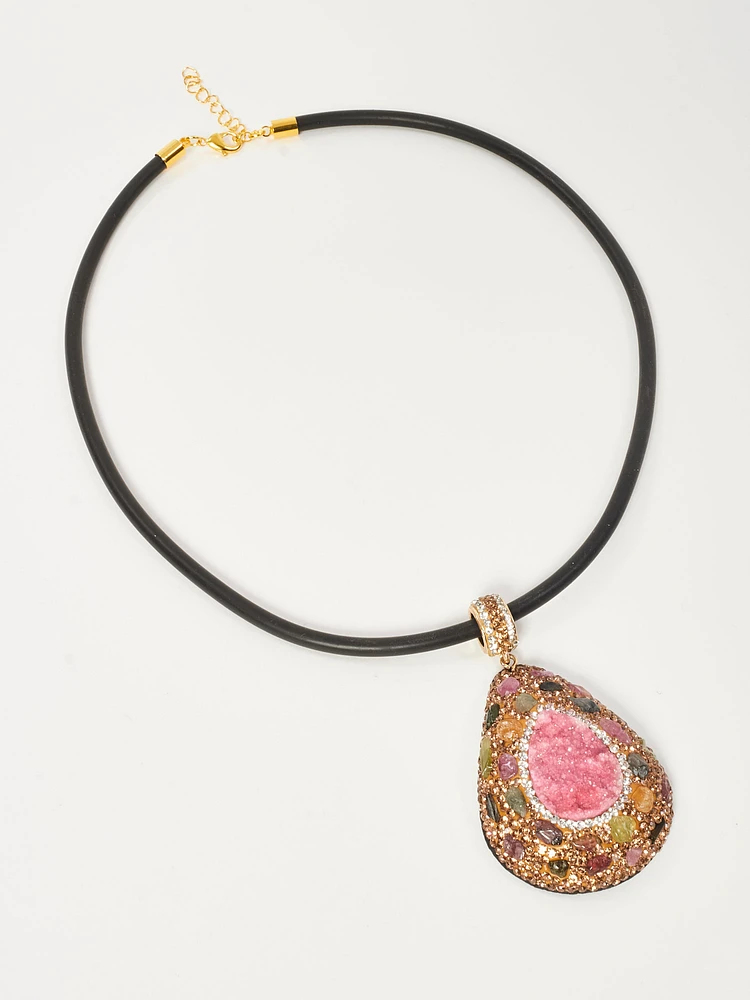 Collier pendentif en caoutchouc fin