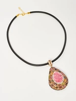 Collier pendentif en caoutchouc fin