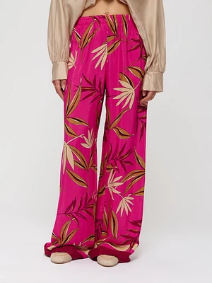 Wide Leg Leaf Print Pant