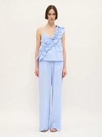 Striped Ruffle Camisole Top Sky Blue