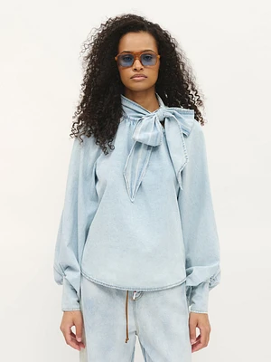 Tied Denim Blouse