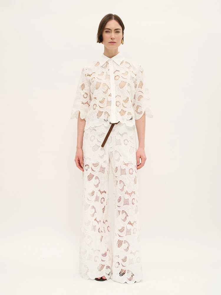 Chemisier blanc en dentelle de coton