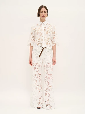 Chemisier blanc en dentelle de coton
