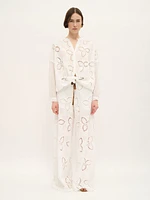 Embroidered Cotton Blouse with Cutwork Detail
