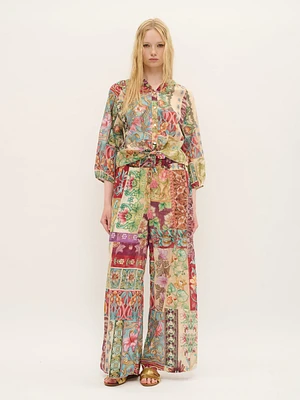 Chemise en coton à motif patchwork floral