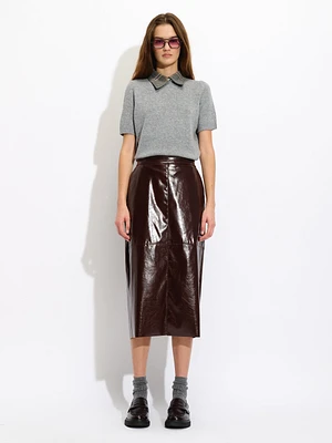 Patent Midi Skirt