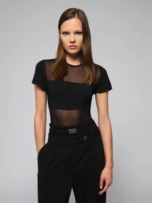 Sheer short sleeve top