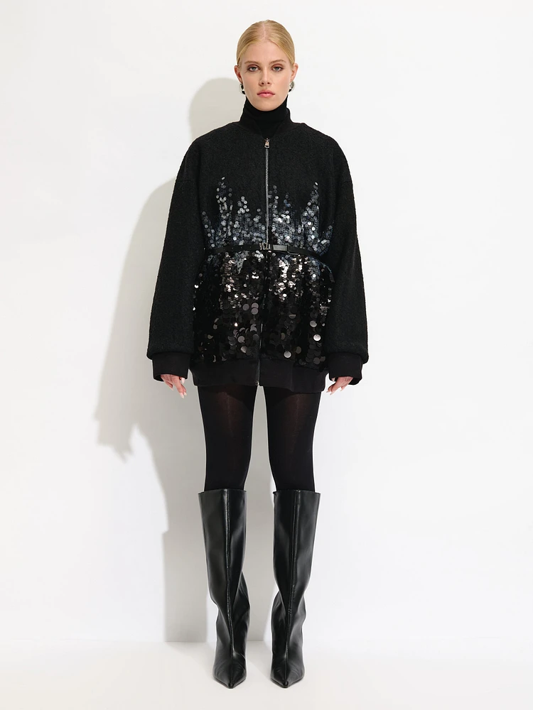 Belted Sequin Jacket