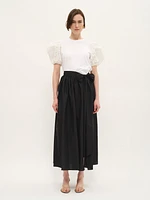 Cotton T-Shirt with Sheer Puff Sleeves