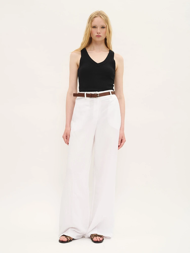 Pantalon sur mesure en lin blanc