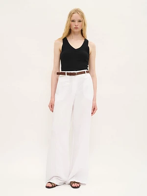 Pantalon sur mesure en lin blanc