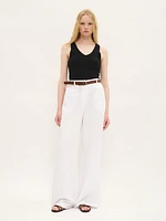 Pantalon sur mesure en lin blanc