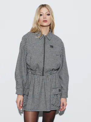 Crop checkered jacket