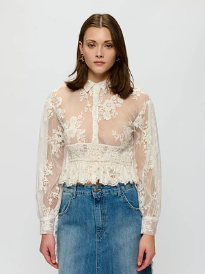 Lace Cinched Blouse