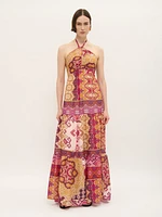 Robe longue patchwork en coton
