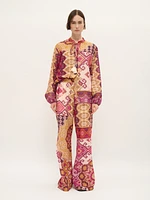 Pantalon évasé en patchwork de coton