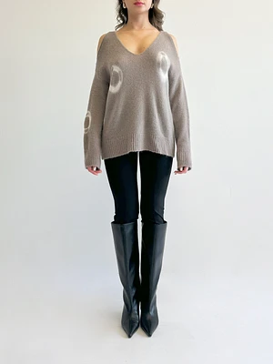 Cut-Out Printed Sweater