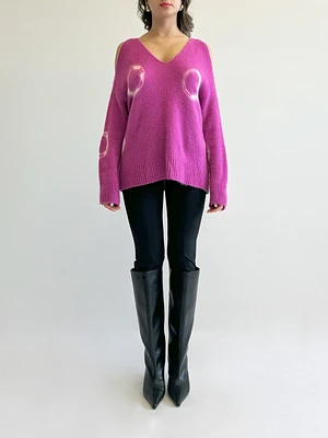 Cut-Out Printed Sweater