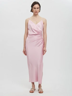 Satin Side Pleat Dress